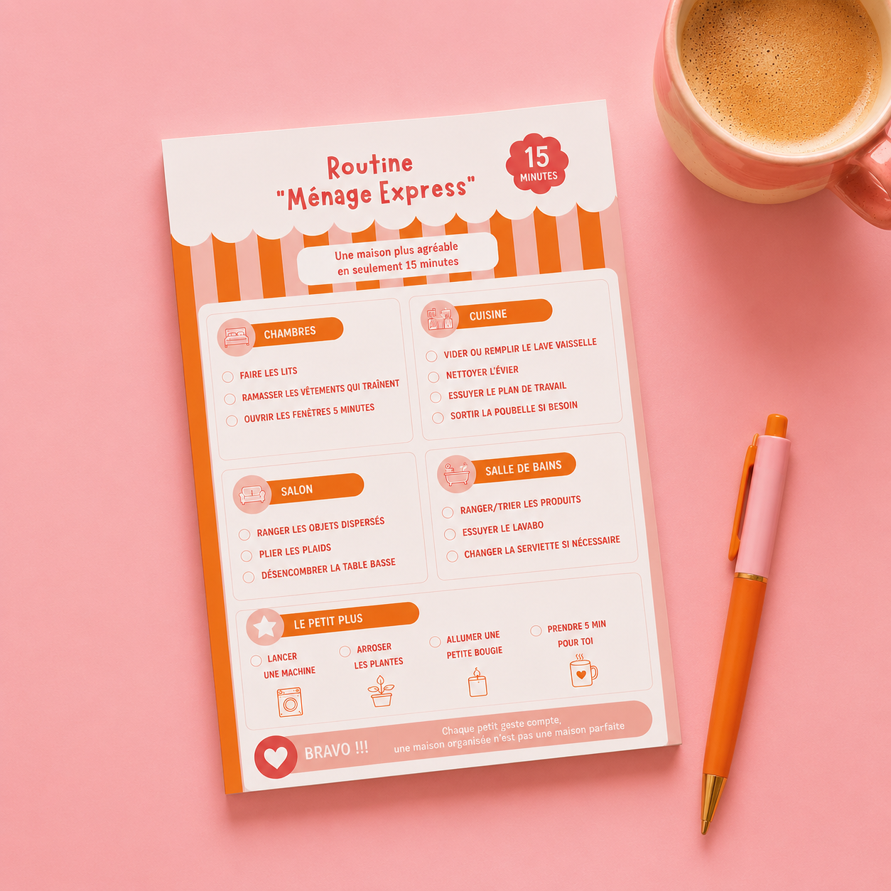 Routine ménage Express 15 Minutes - PDF Gratuit