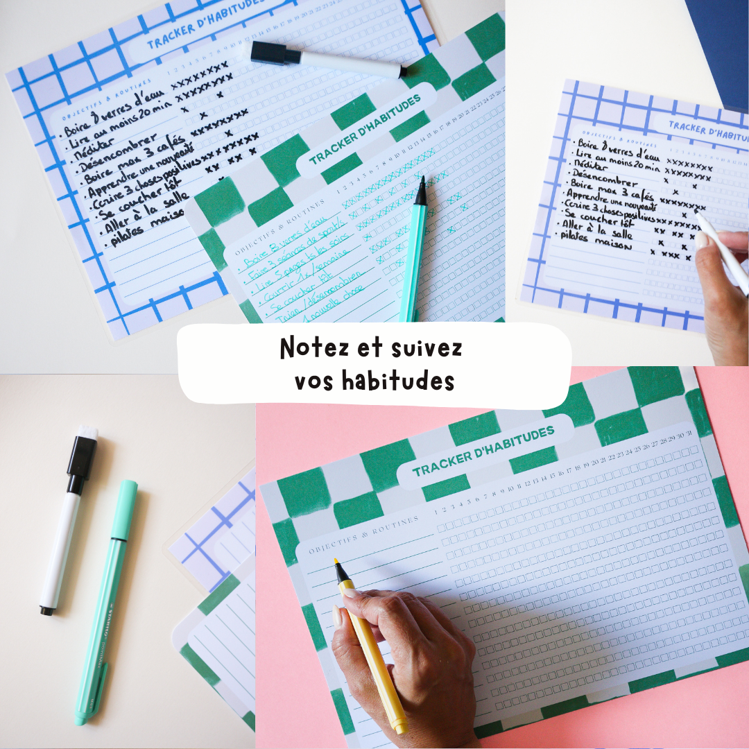 Tracker d’habitudes printable | Pack PDF imprimable | 15 designs