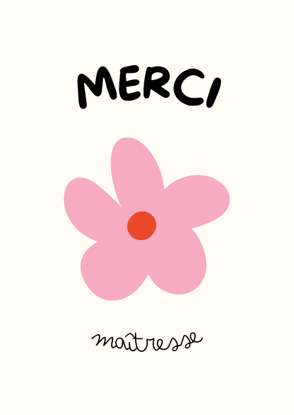Lot de 6 Cartes de Remerciement à Imprimer - Maîtresse, Maître, ATSEM, Nounou (PDF)
