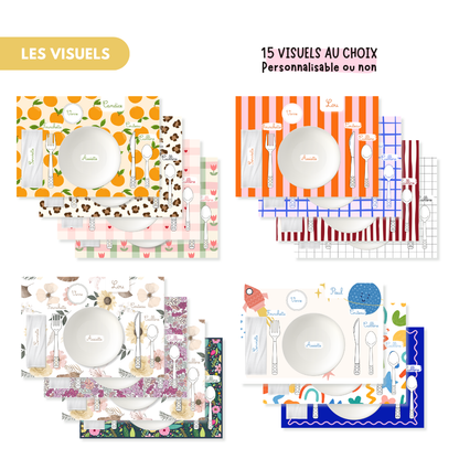Set de table enfant personnalisé recto verso A3 | Sous main | Apprendre à mettre la table - autonomie enfant - premier apprentissage