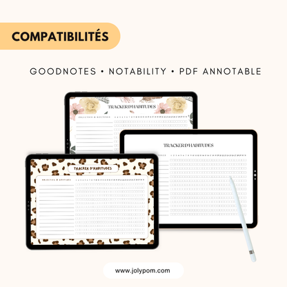 Pack 5 Trackers d’Habitudes - tons naturels | PDF Printable