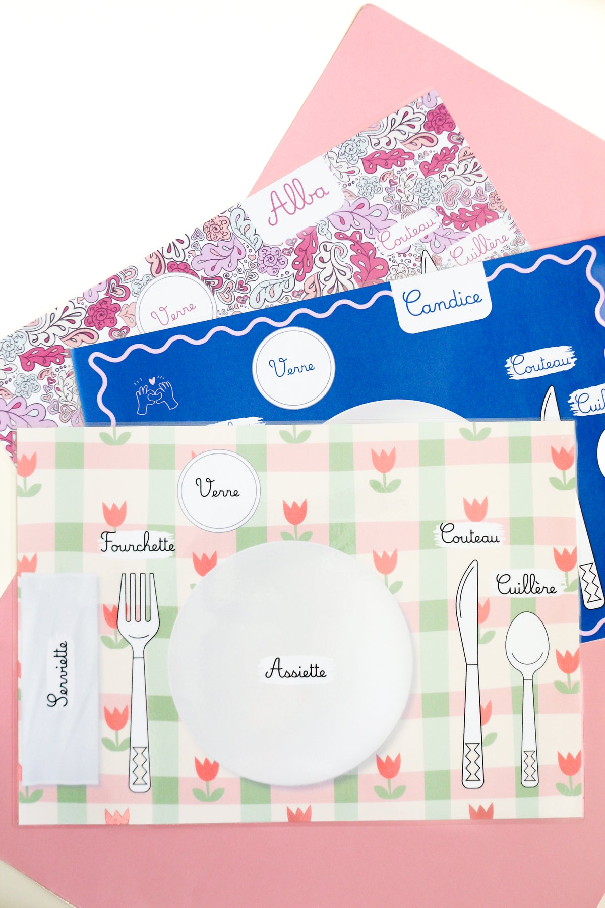 Set de table enfant personnalisé recto verso A3 | Sous main | Apprendre à mettre la table - autonomie enfant - premier apprentissage