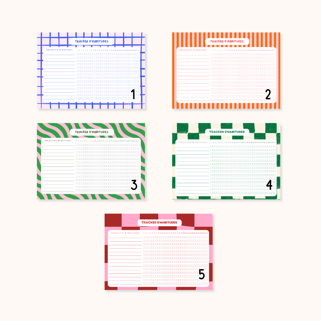 Pack 5 Trackers d’Habitudes Dopamine PDF Imprimable