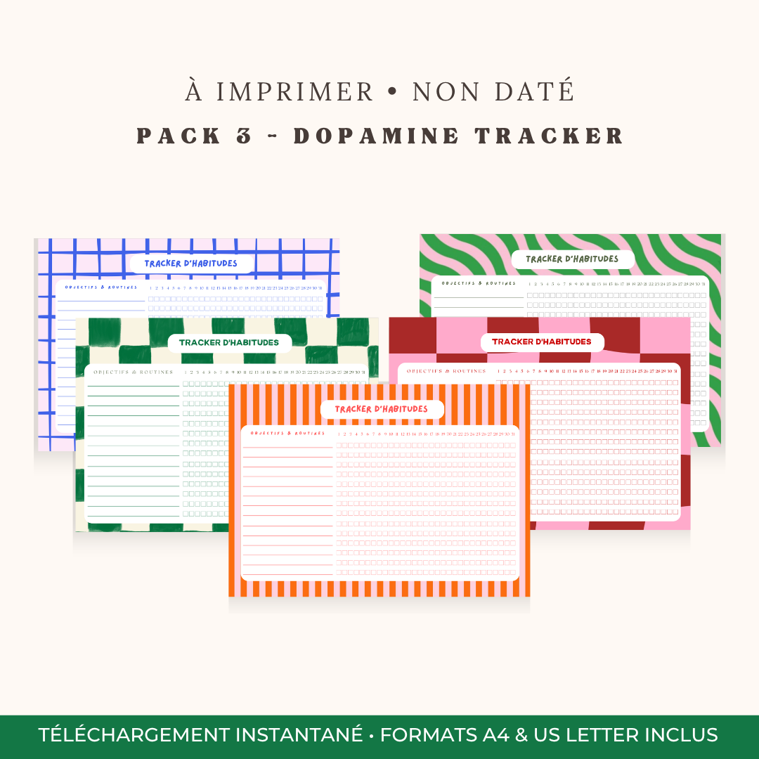 Tracker d’habitudes printable | Pack PDF imprimable | 15 designs