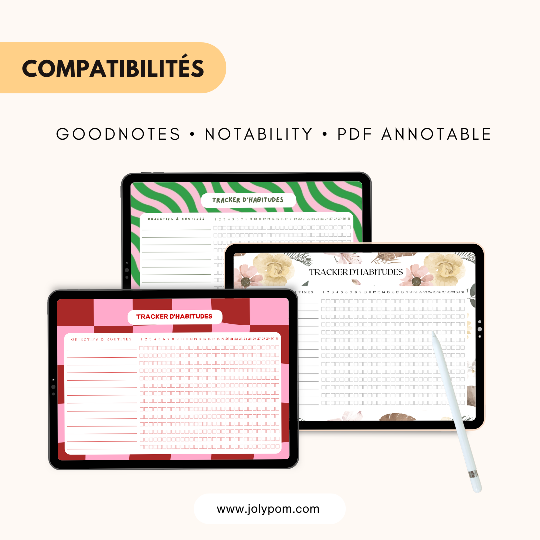 Tracker d’habitudes printable | Pack PDF imprimable | 15 designs