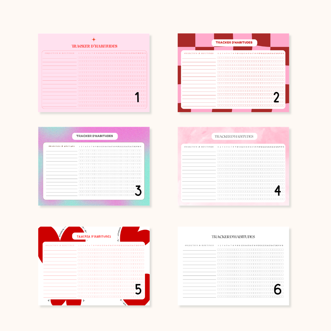Tracker d’habitudes printable | Pack PDF imprimable | 15 designs