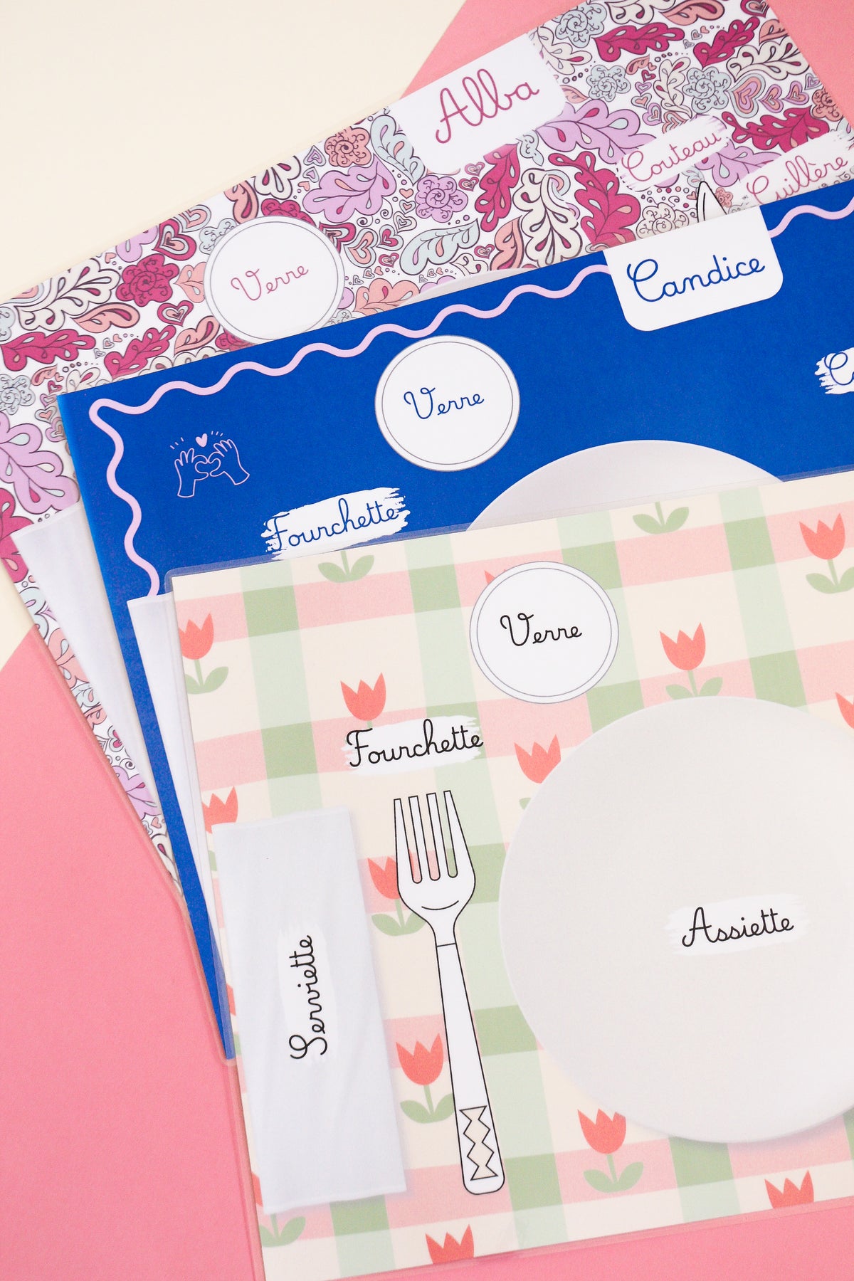 Set de table enfant personnalisé recto verso A3 | Sous main | Apprendre à mettre la table - autonomie enfant - premier apprentissage