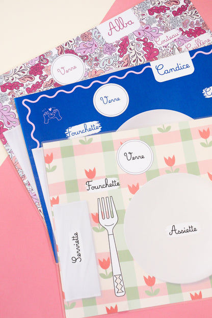 Set de table enfant personnalisé recto verso A3 | Sous main | Apprendre à mettre la table - autonomie enfant - premier apprentissage