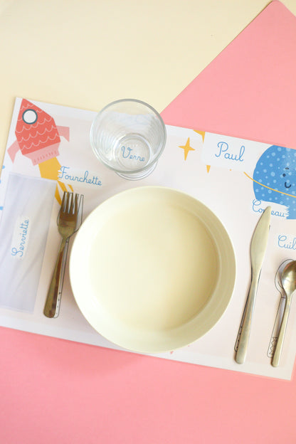 Set de table enfant personnalisé recto verso A3 | Sous main | Apprendre à mettre la table - autonomie enfant - premier apprentissage